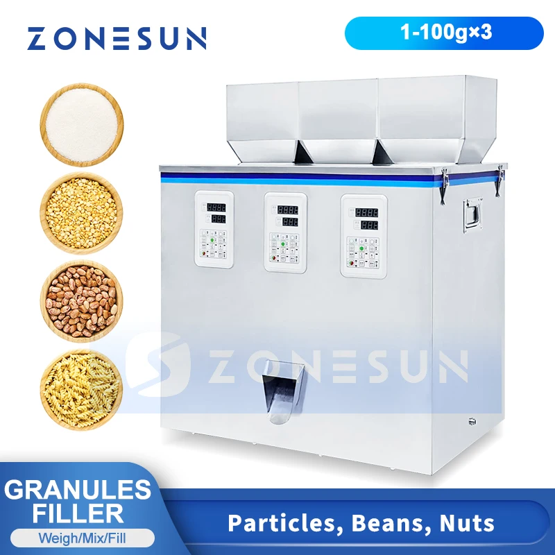 

ZONESUN Digital Control Particle Filling Machine Granule Packing Equipment Beans Nuts Rice Weigher Packaging ZS-GWF3