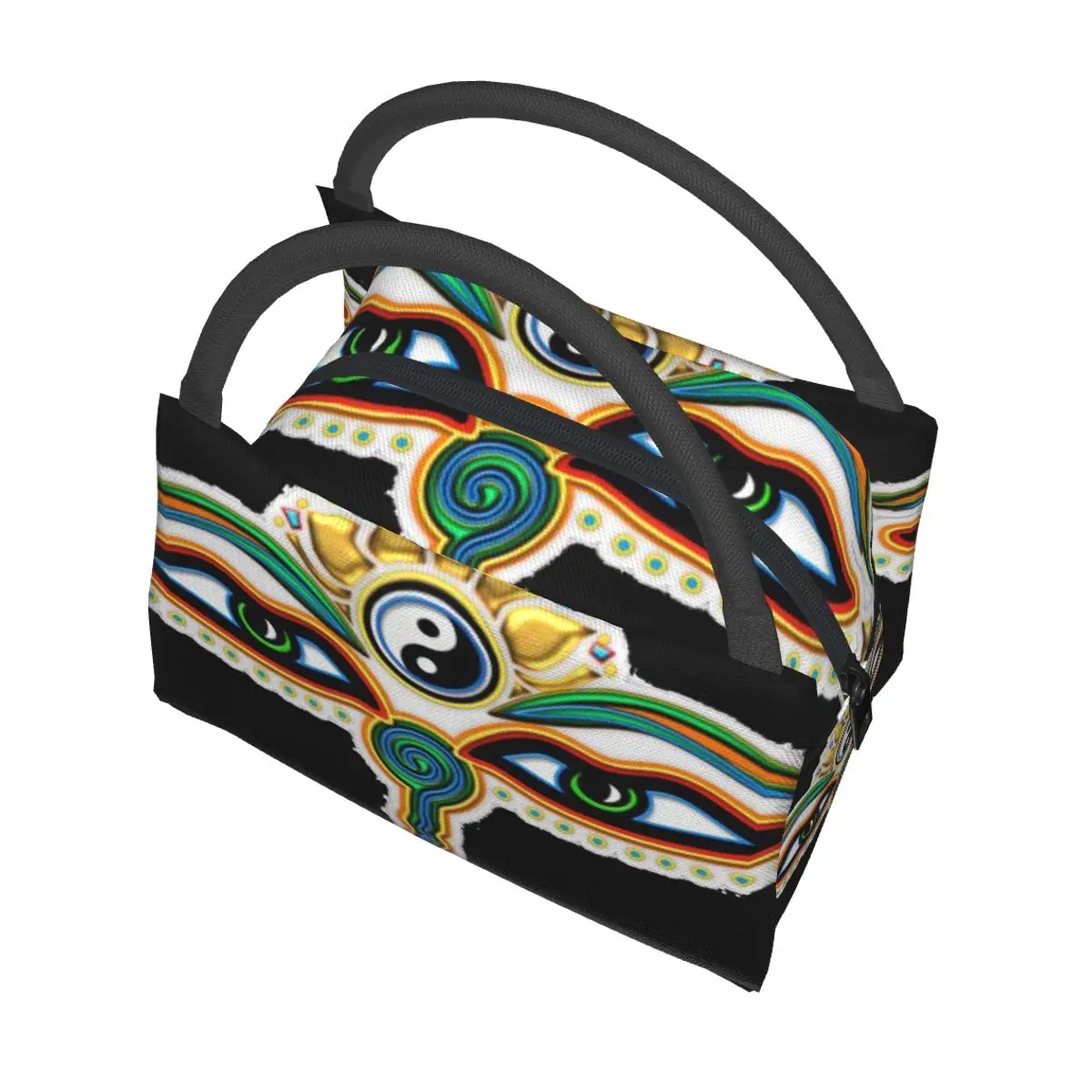 Buddha Eyes Yin Yang Lotus Flower Symbol Wisdom And Enlightenment Portable insulation bag for Cooler Food Office Pinic Container