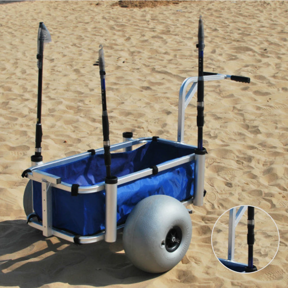 sale two wheel Camping Fishing Multifunction Folding Aluminum Balloon Wheel Beach For Sale