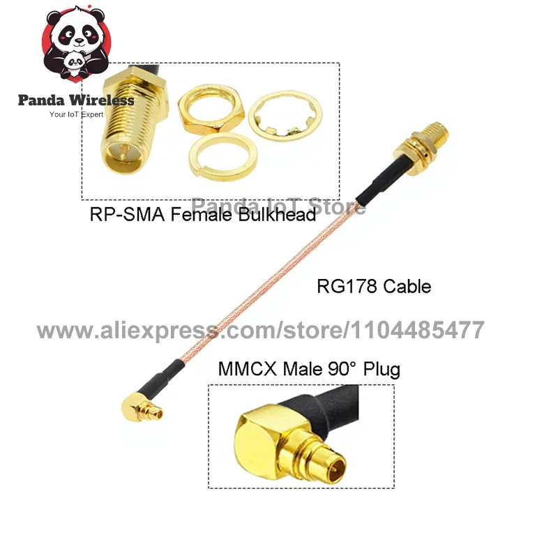 10개 RG178 RP-SMA/ SMA 암형-MMCX 수형/앵글 90 °   플러그 5cm-50cm RG178 피그테일 RF 동축 점퍼 SMA - MMCX 케이블
