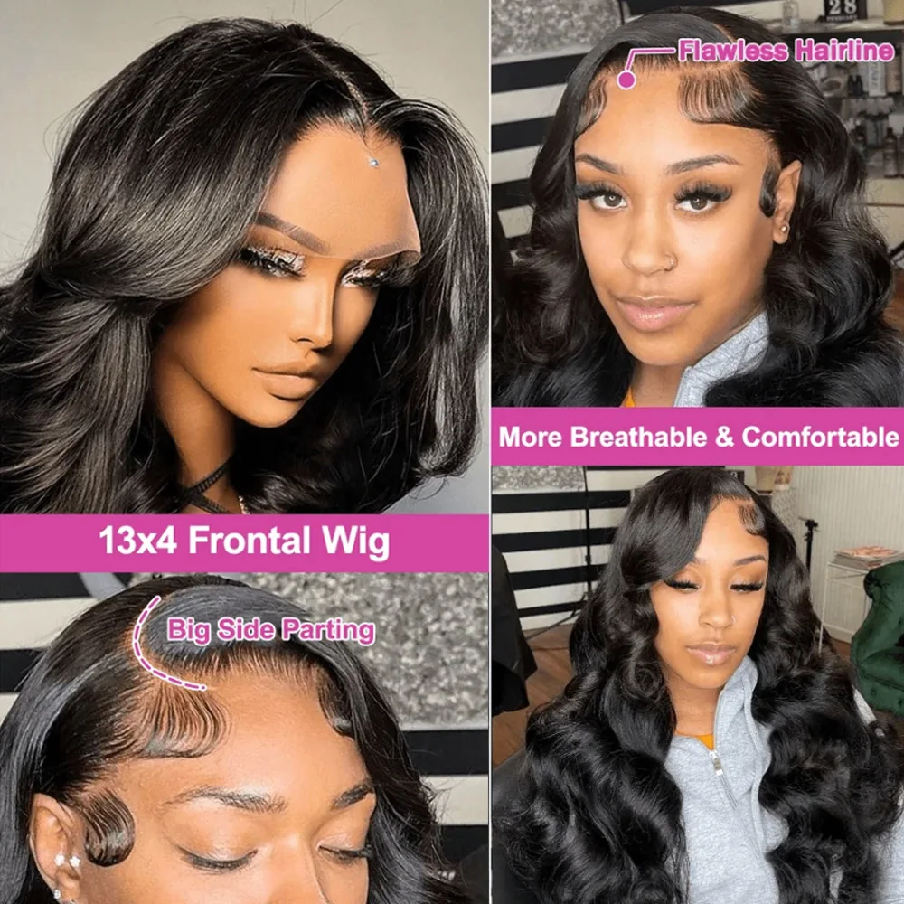 13x4 Lace Front Wigs Human Hair Pre Plucked Wigs for Black Women Short Glueless Wig Body Wave Lace Front Human Hair Wig 20 Inch