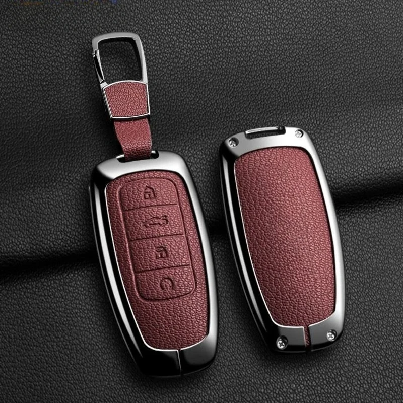HIBEYO Custodia In Pelle Per Chiave Auto Nissan - Adatta Per Micra, Qashqai, Juke, Leaf, Tiida, March - Cover Con Portachiavi - 3 Tasti - Colore Blu