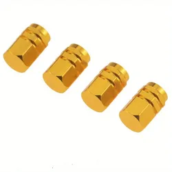 Premium Theftproof Aluminum Tire Valve Caps Set - 4 Pieces (Gold)