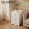 Bedside Table.Solid Wood Nightstand - White Bedside Table with Leather Surface, Small Nightstand with Drawers for Bedroom 6