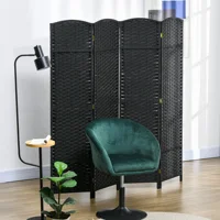 HOMCOM 4 Panel Room Divider Freestanding Folding Privacy Screen Black 2