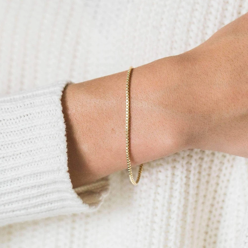 2 Bracciali A Catena In Acciaio Inossidabile Per Donna – Regolabili, Placcati Oro 14K, Impilabili, Set Bijoux