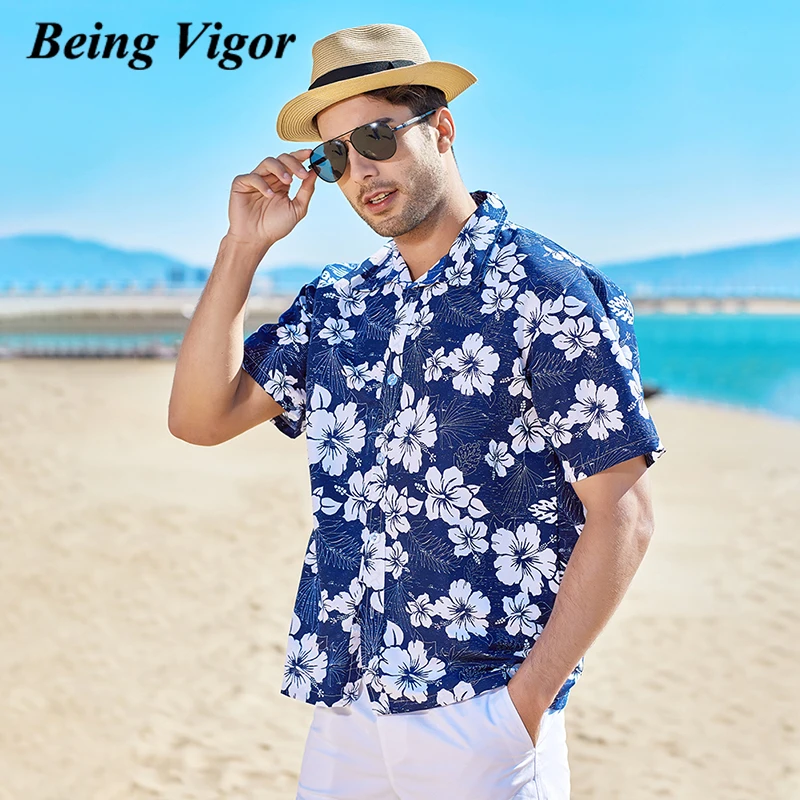 

Being Vigor Hawaiian Shirts New Blouse Short Sleeve Quick Dry Resort Men Shirts Summer Tops Beach Wear chemise homme