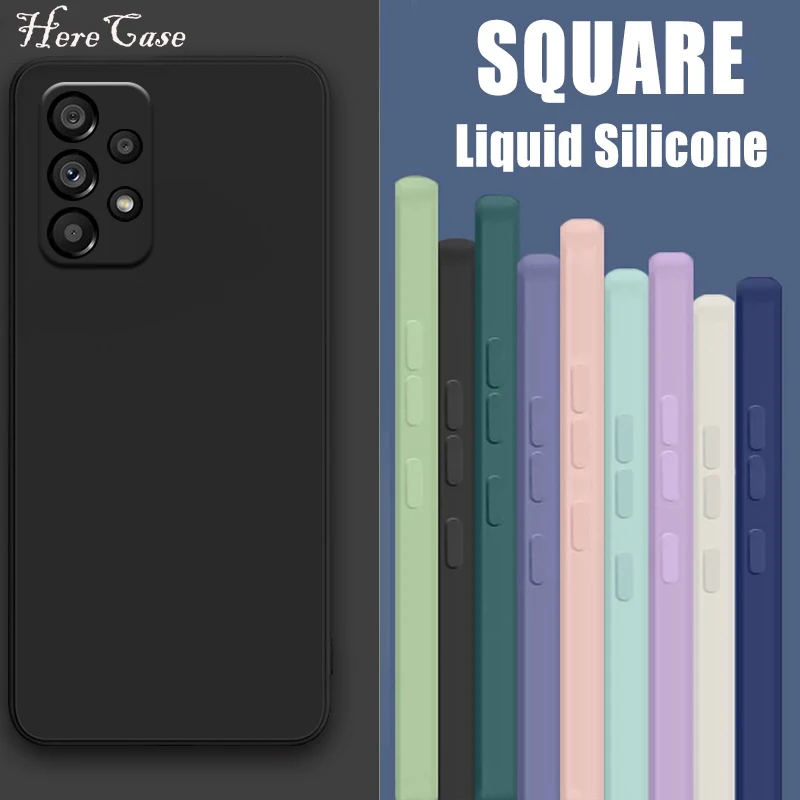Square Liquid Silicone Phone Case For Samsung Galaxy A Series_voghion.com