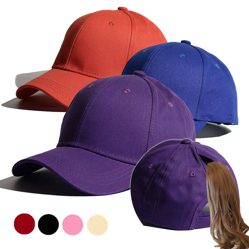 

Pure Color High Ponytail Baseball Cap for Women Girls Sport Running Golf Tennis Caps Bundle Hair Tie High Messy Bun Ponycap
