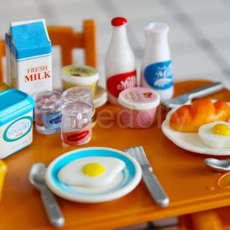 1 Set Cute Miniature Dollhouse Breakfast Pretend Food Toys Mini Bread Milk Egg for BJD Doll Kitchen Set Furniture Accessories