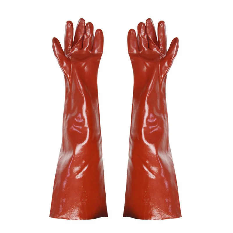 Long Kitchen Clean Tools Durable Waterproof For Washing Acid and Alkali Resistant Black Industrial Rubber Gloves