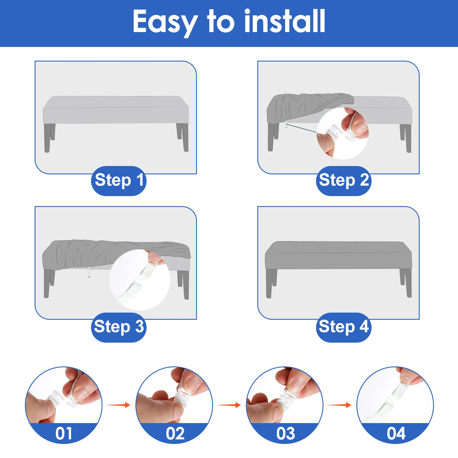 Stretch Bench Cover PU Dustproof Piano Bench Seat Cover Bench Protector Slipcover Elegant Furniture Decoration for Dining Bench