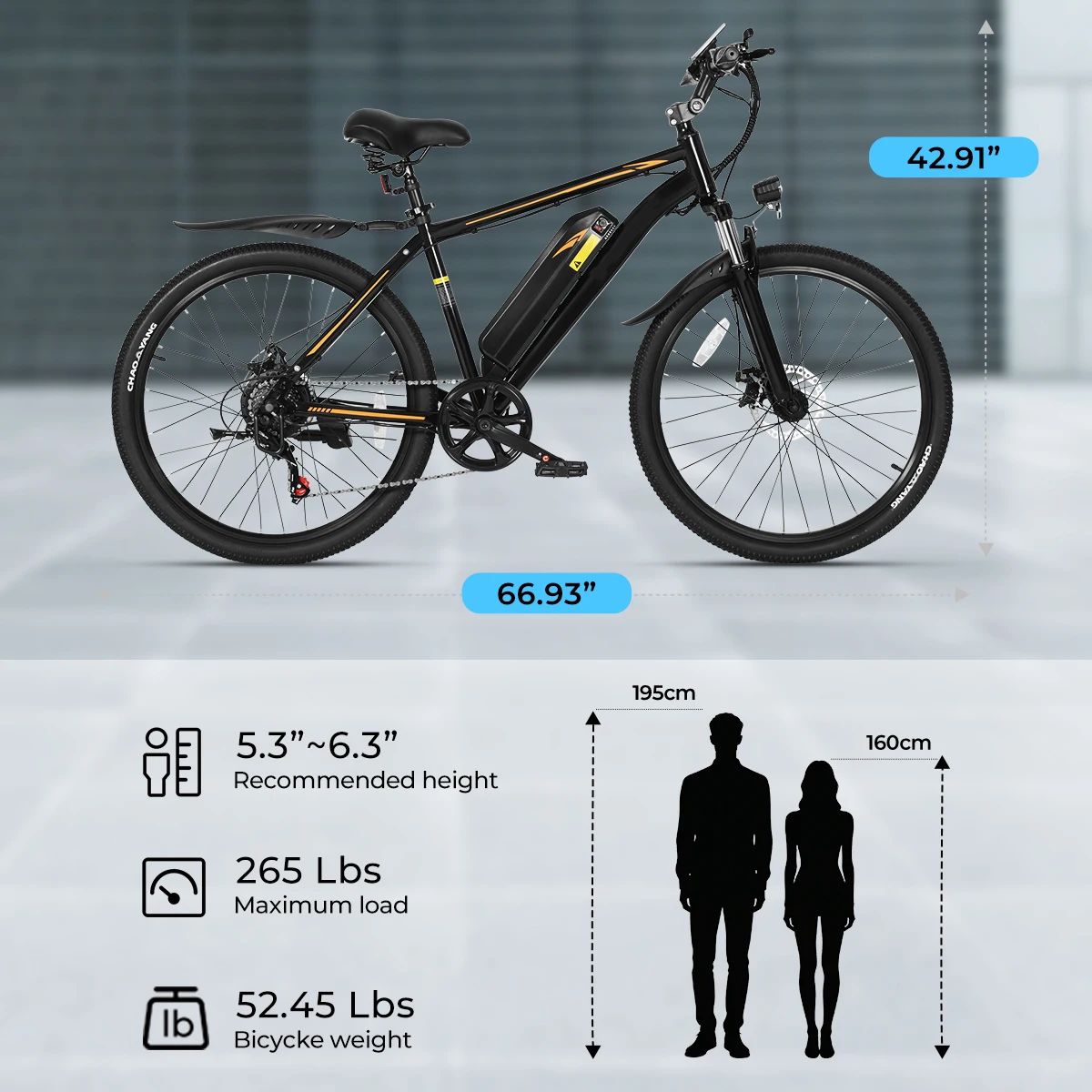 DYU M26 1000W Peak Electric Bike 26” UL2849 6