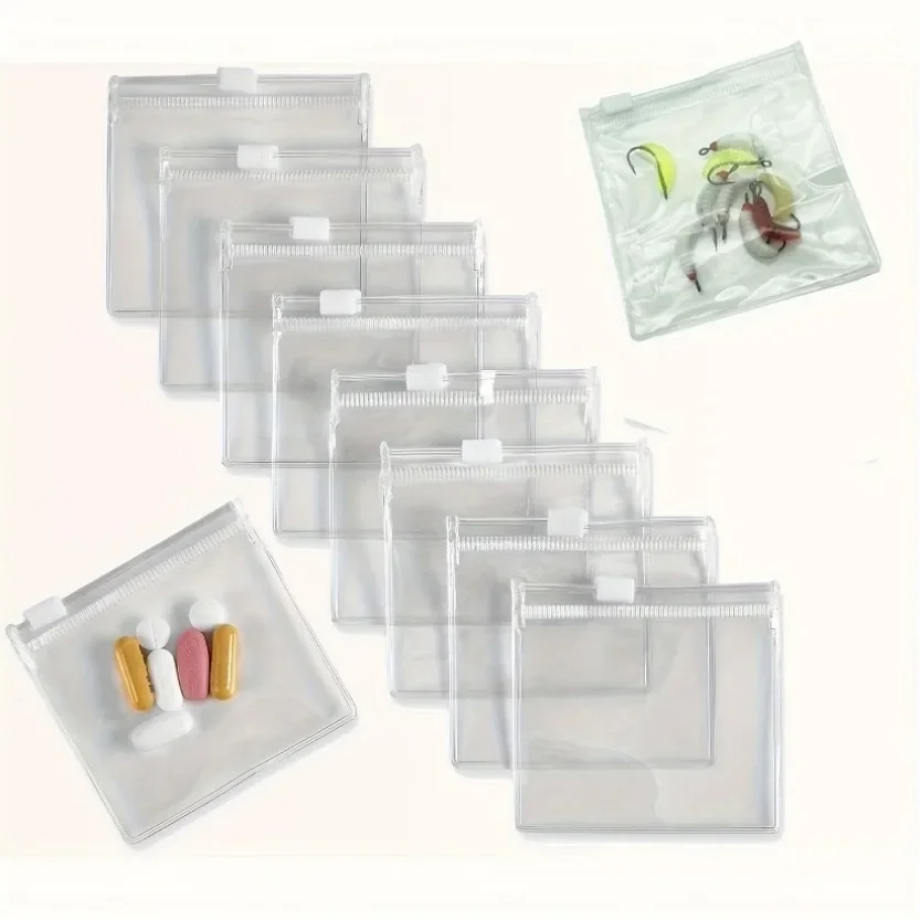 Reusable Self-Sealing White Medicine Bags Zipper Lure Bag Hand Washable with Jewelry Storage and Travel Accessories 5/10/20pcs