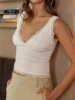 Women Tank Top Sleeveless V-neck Backless Lace Trim Top Fit Summer Clubwear 4