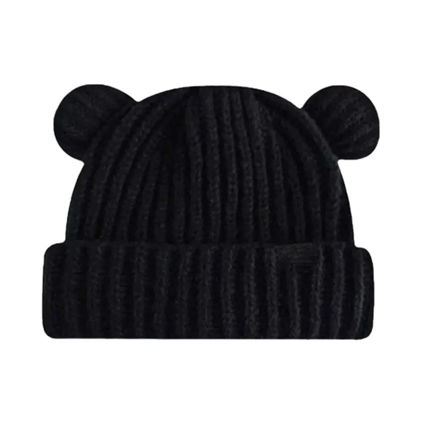 Koesnbre Embroidered Smile Beanie - Stretchable Knit Winter Hat For Men & Women, Black, One Size - View #2