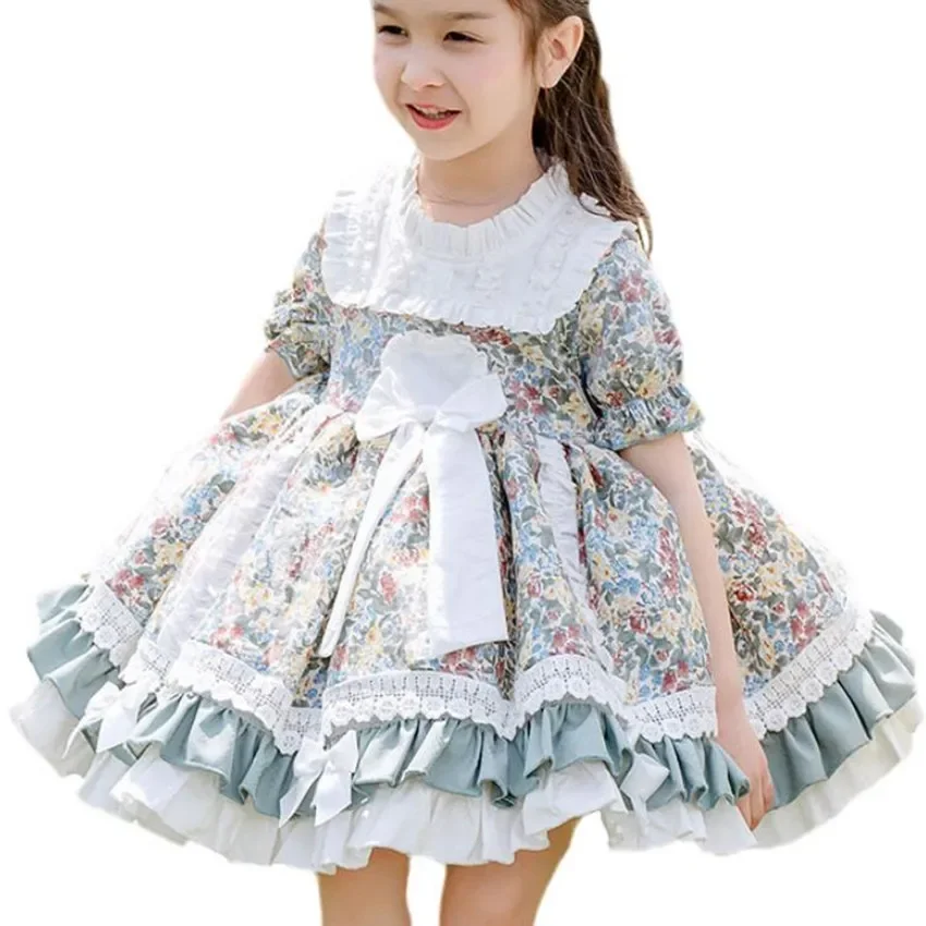 

Baby Girl Summer floral Spanish Ball Gown Palace Princess Dress for Birthday party Casual