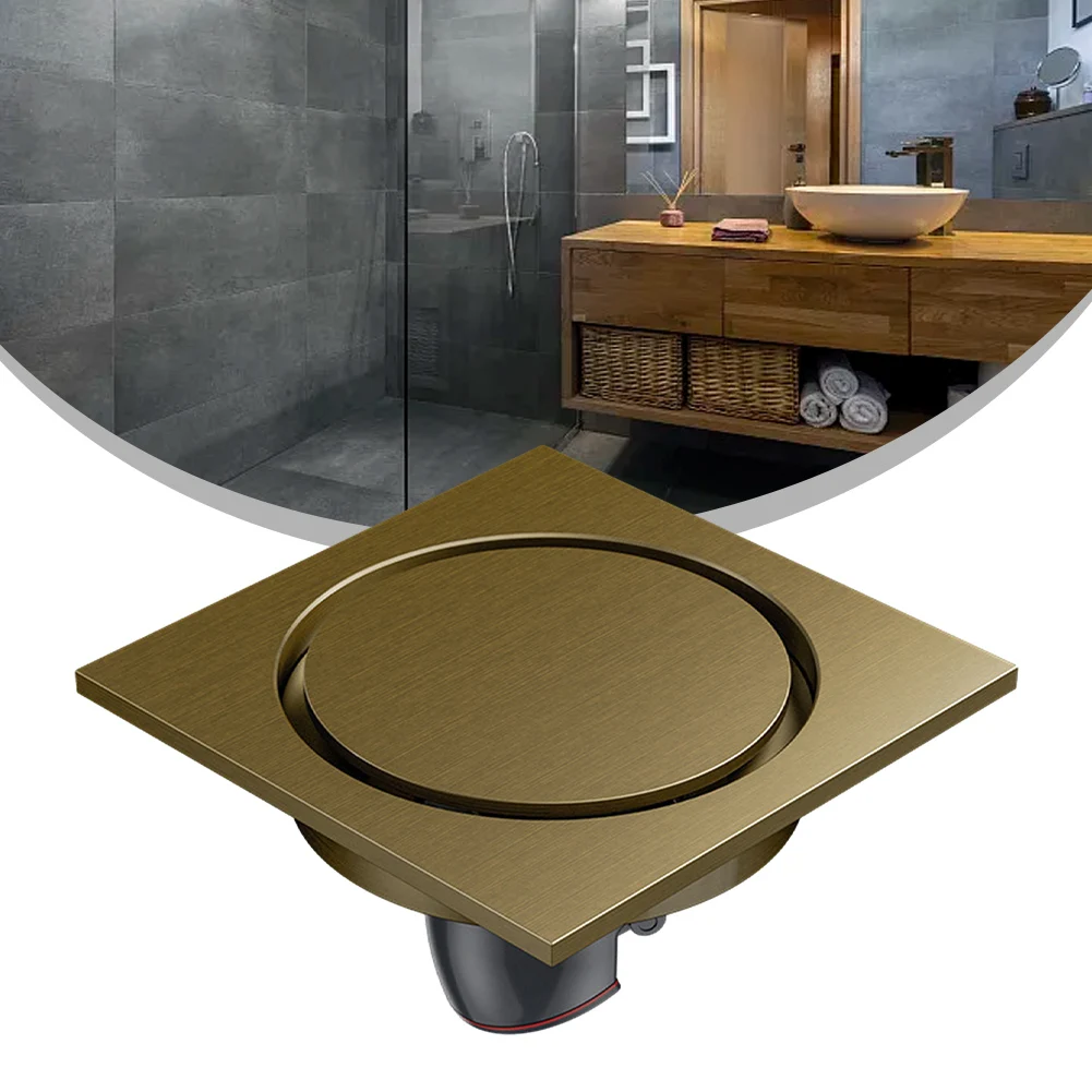 

All-copper Floor Drain Invisible Large-displacement Sewer Floor Drain 100mm*100mm Brass Floor Filter Bathroom Hardware Parts
