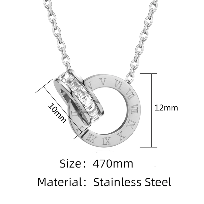 1-10PCS PAXA Classic Roman Numeral Crystal Stainless Steel Earrings Necklace for Women Luxury Elegant Fashion Party Jewelry Gift