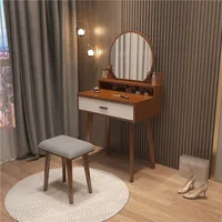 Ensemble de commode de luxe nordique moderne pour chambre à coucher avec tiroir à miroir en bois massif, petit appartement, Design de meubles de maquillage blancs 6