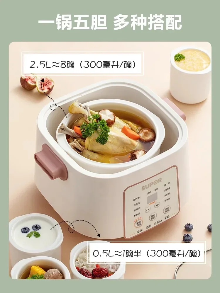 220V Multi-functional Slow Cooker Ceramic Inner Pot Water Separation Technology