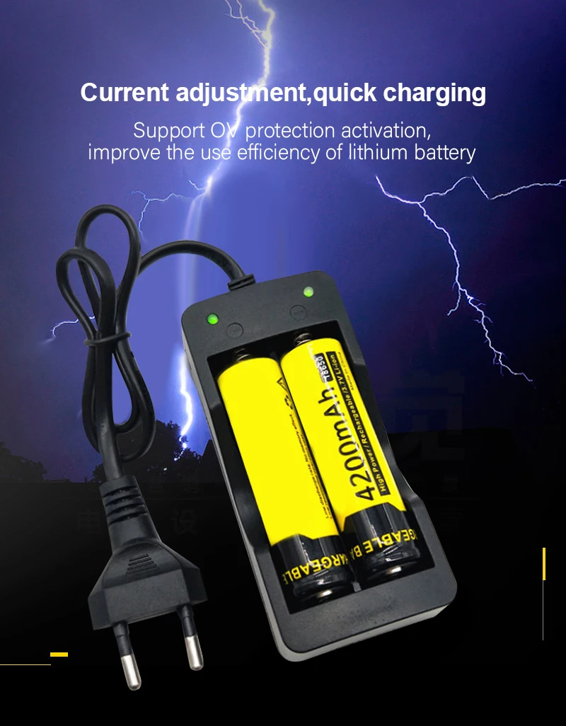 Battery Charger 18650 EU 2slots Smart Li-ion Rechargeable