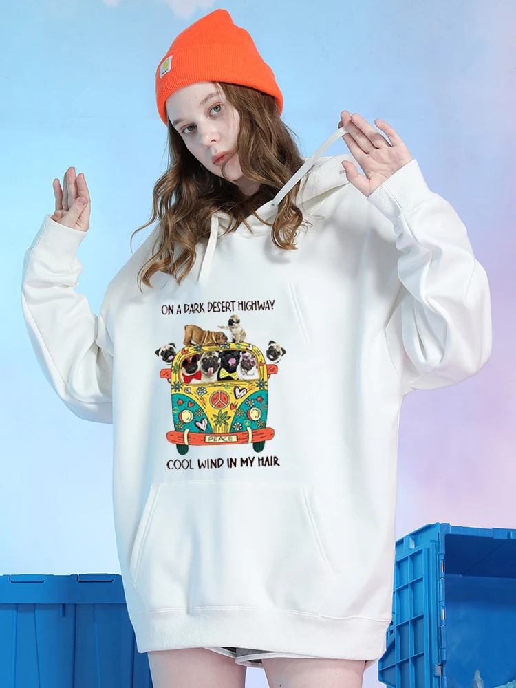 Women's Animal Letter-printed Hoodie Autumn-winter Korean Fashion Vintage Long-sleeved Oversized Pullover Casual Sweatshirt
