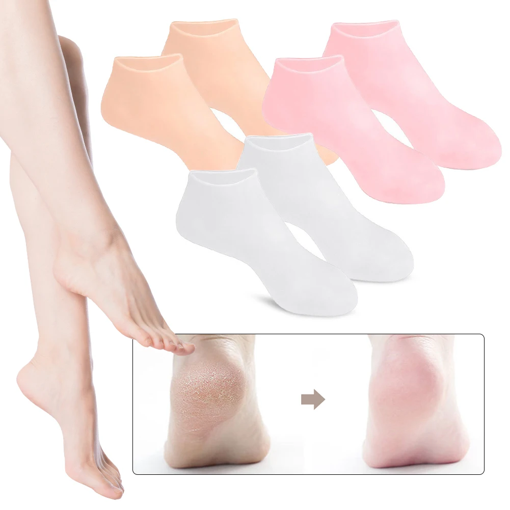 Silicone Moisturizing Socks 1Pair Anti Cracking Preventing Dryness Protector Anti-Slip for Dry Cracked Feet