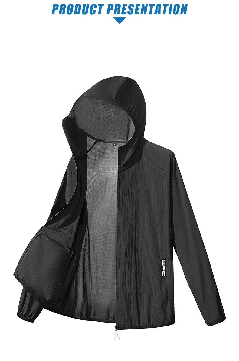 2026 Sommer Camping Wasserdichte Jacke für Herren und Damen – Sonnenschutzkleidung aus Eisseide mit Kapuze, schnelltrocknend, Outdoor Anti-UV-Hautschutzjacke – Detail 9