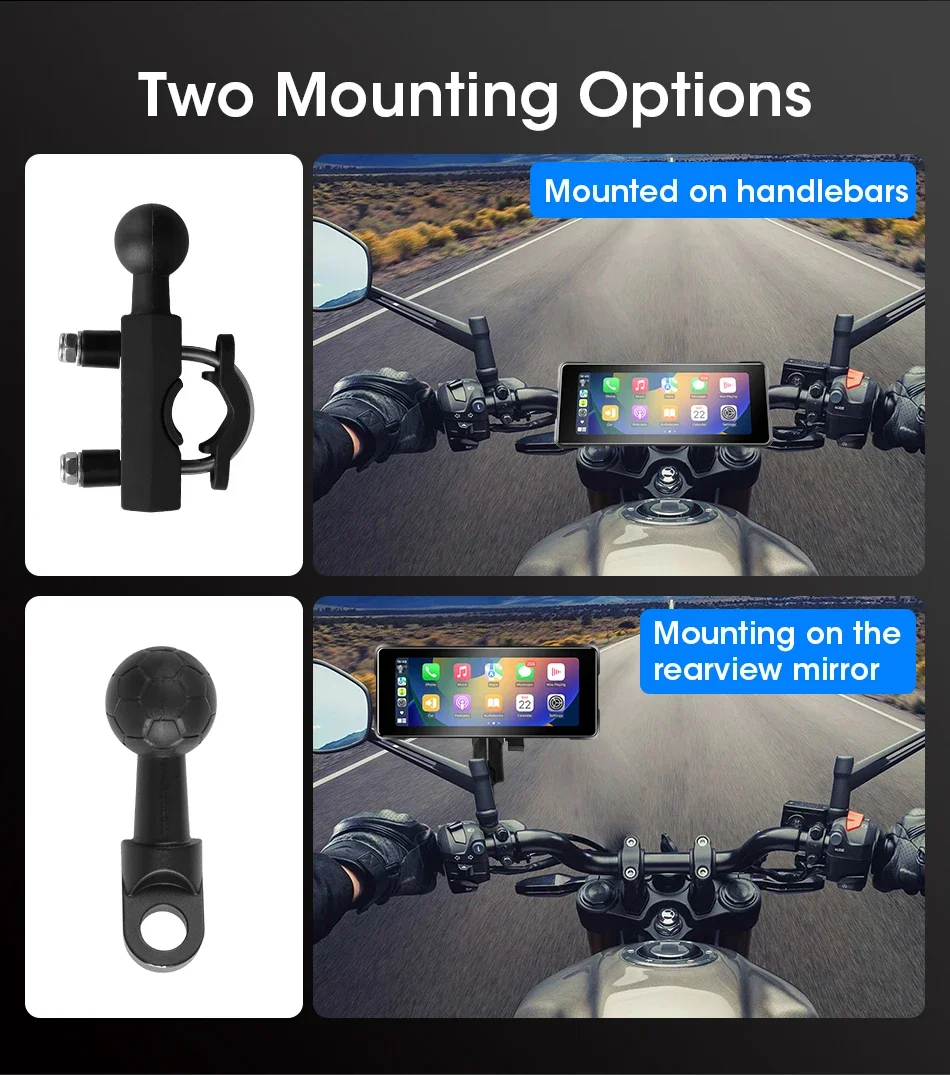 5/7 zoll Motorrad Carplay 1080P DVR Navigation GPS Drahtlose CarPlay Android Auto Wasserdichte Moto Display Monitor IPX7 BT TPMS – Detail 11