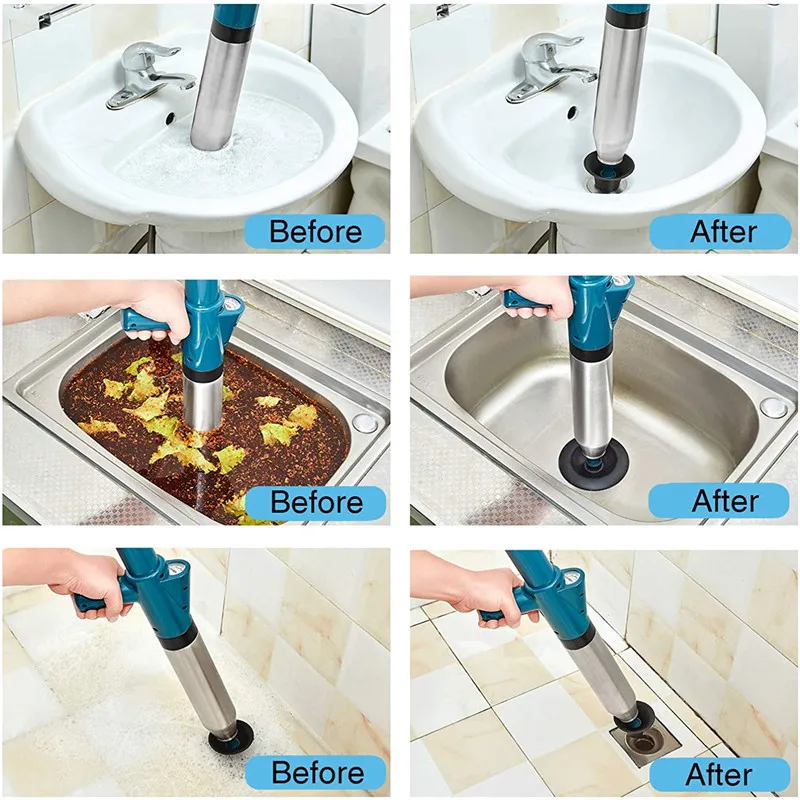 Kit De Desatascador Profesional Para Ducha Y Fregadero - Incluye émbolo Y Bomba Bláster, Flexible Y Eficaz