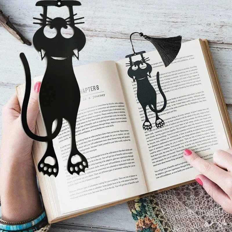 Kawaii Black Cat Bookmarks for Books 3D Metal Stereo Animal Book Mark 1Pc