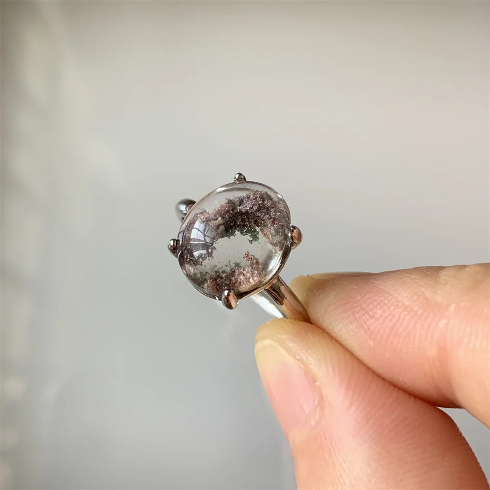 Фото Натуральный кварц Lodolite, женские кольца, сад, кварц, искусственные кристаллы, серебро 925 пробы, ювелирные изделия, волшебный природный ландшафт, кварц №1
