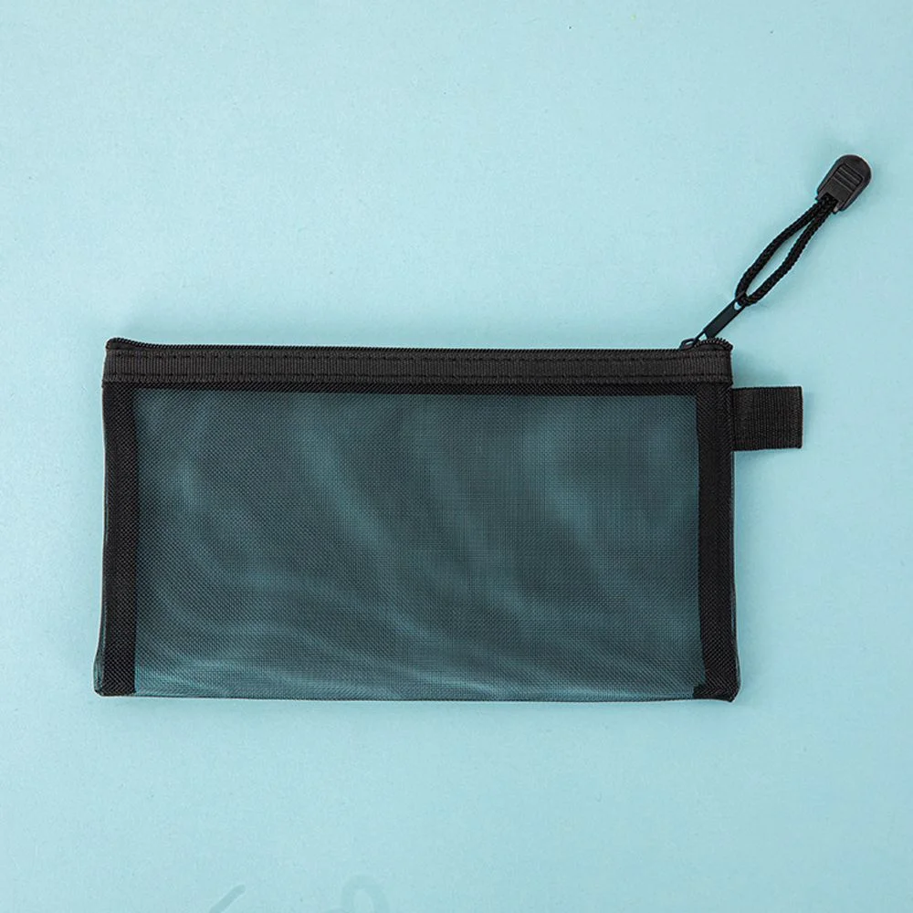 Nylon Transparente Zipper Pencil Case, Cor sólida, Clear