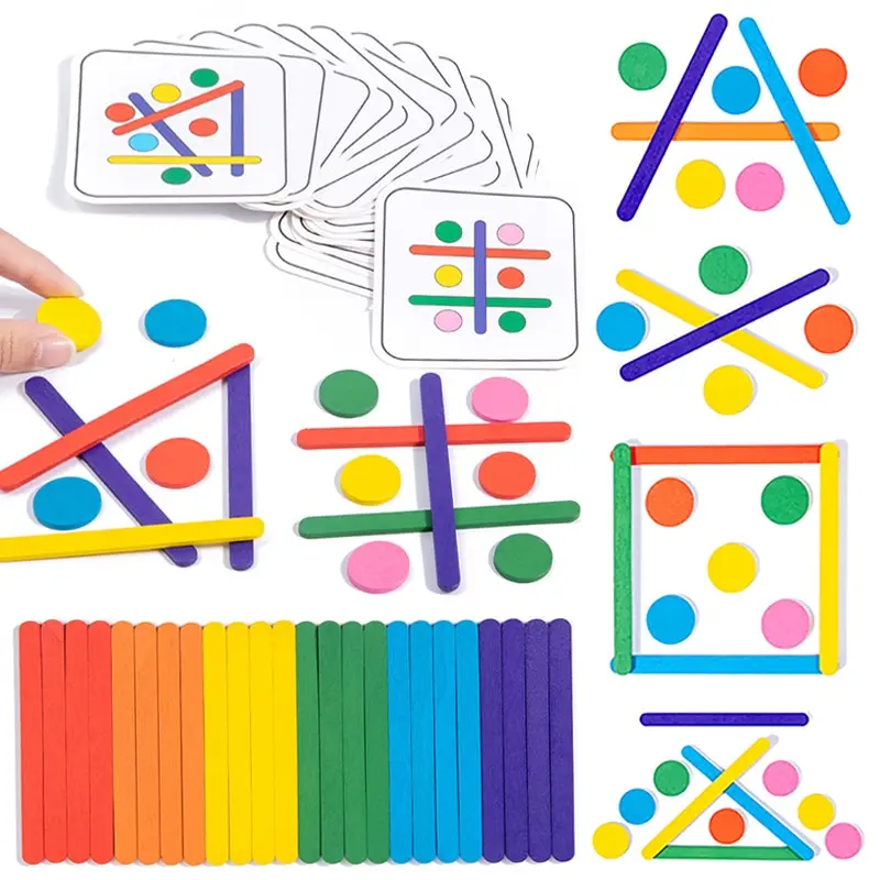 

Kids Montessori Toys Rainbow Stick Puzzle Games Color Sensory Logical Thinking Matching Children Early Educational Wooden Toys
