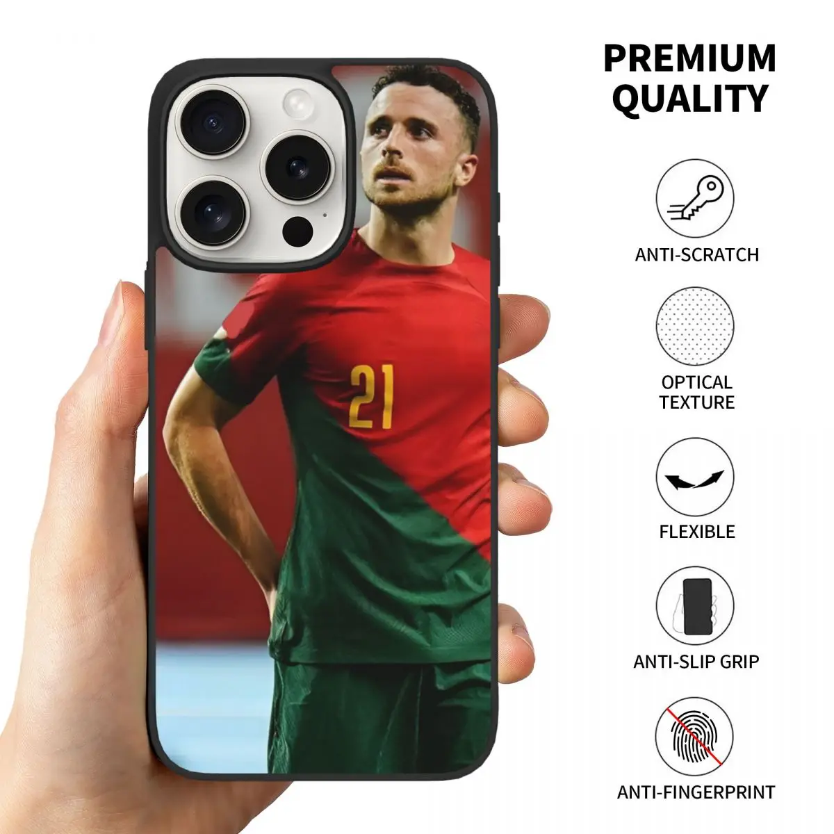 iPhone 15 Pro TPU 충격 방지 휴대폰 커버용 Diogo Jota 축구 축구 휴대폰 케이스