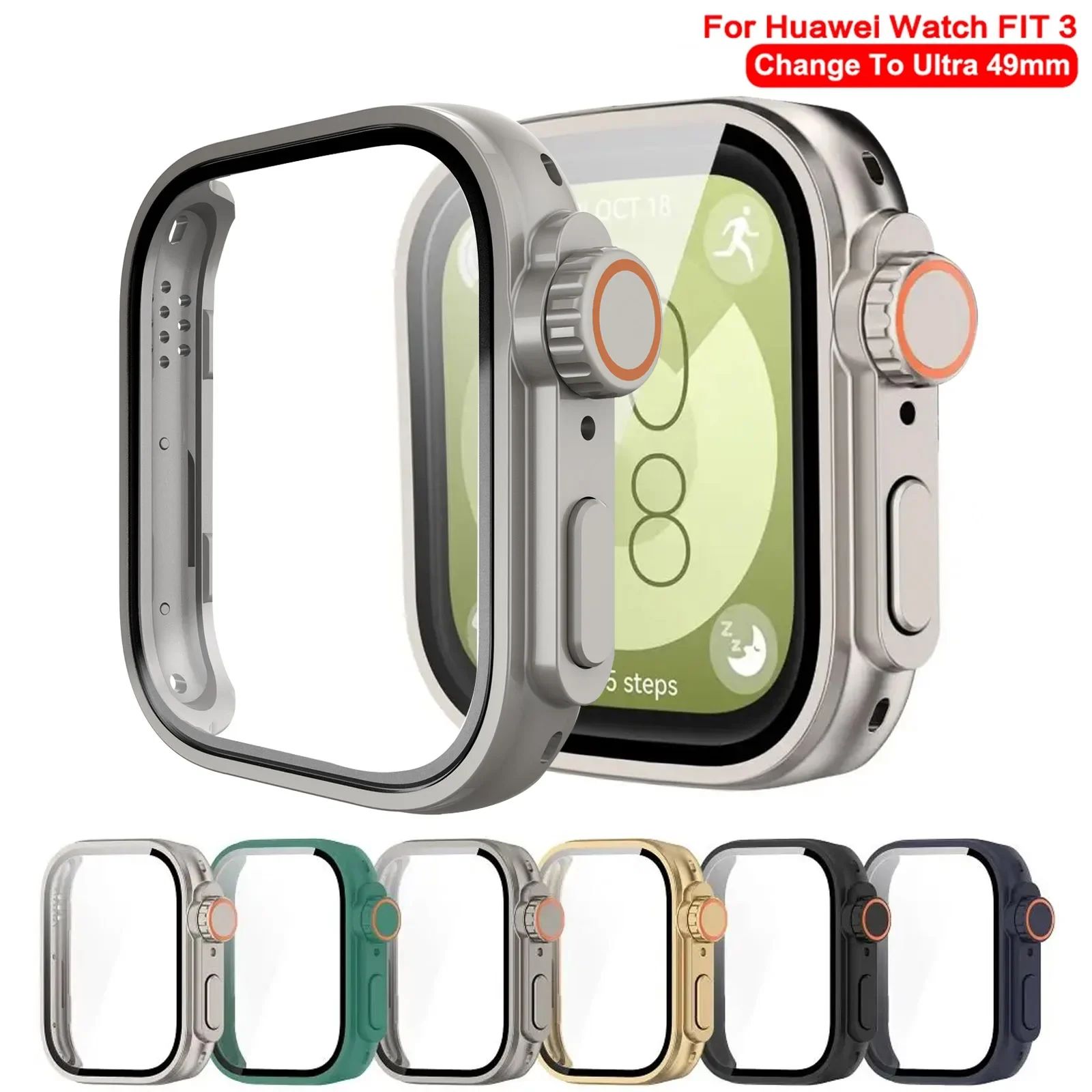 Ultra Screen Protector and PC Case + Glass for Huawei Watch Fit 3 Smartwatch