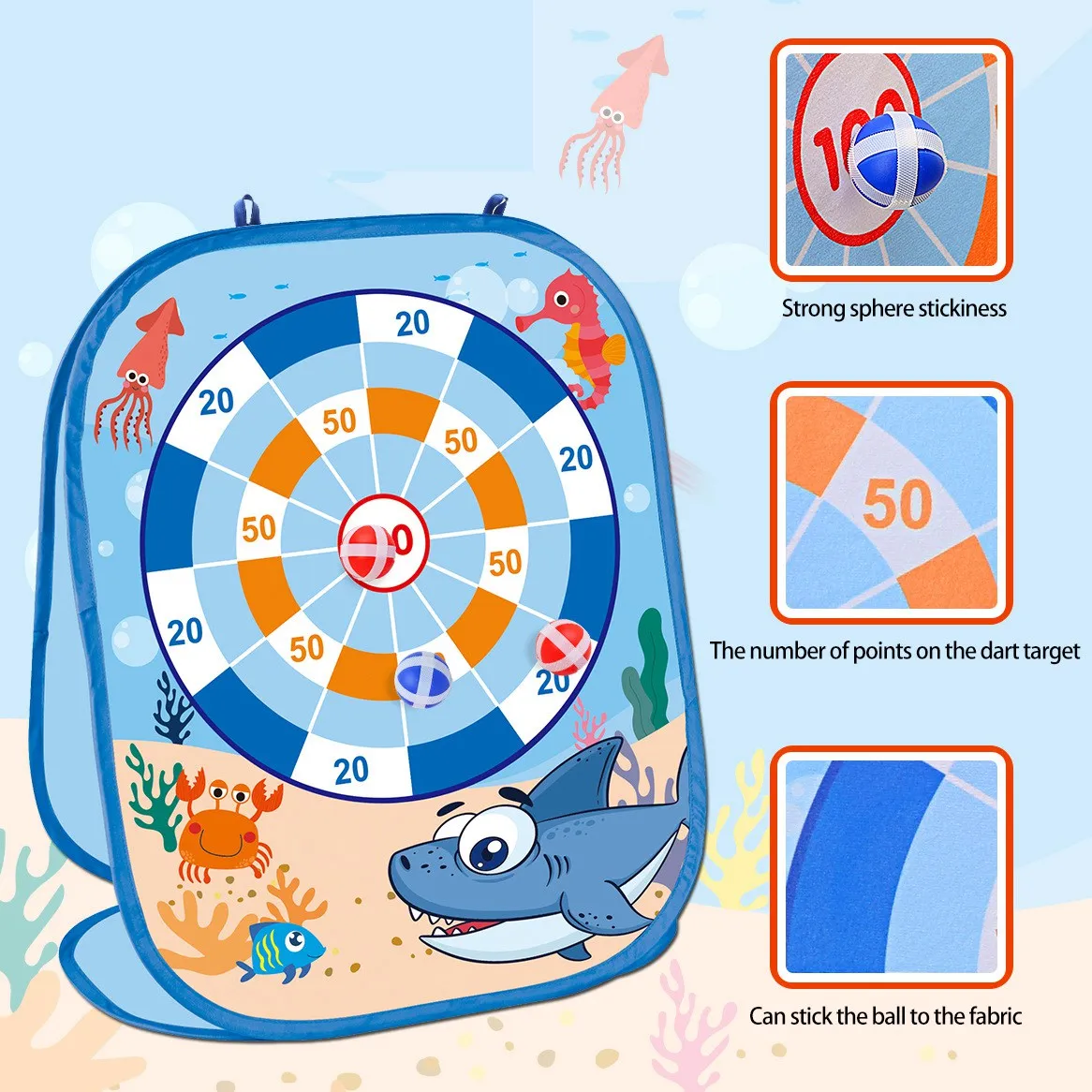 Toy Sports Double Sided Dart Board for Kids Bean Bag Toss Game 3 in 1 Portable Throw Ball Sport Game Best Gift for Kid B 4