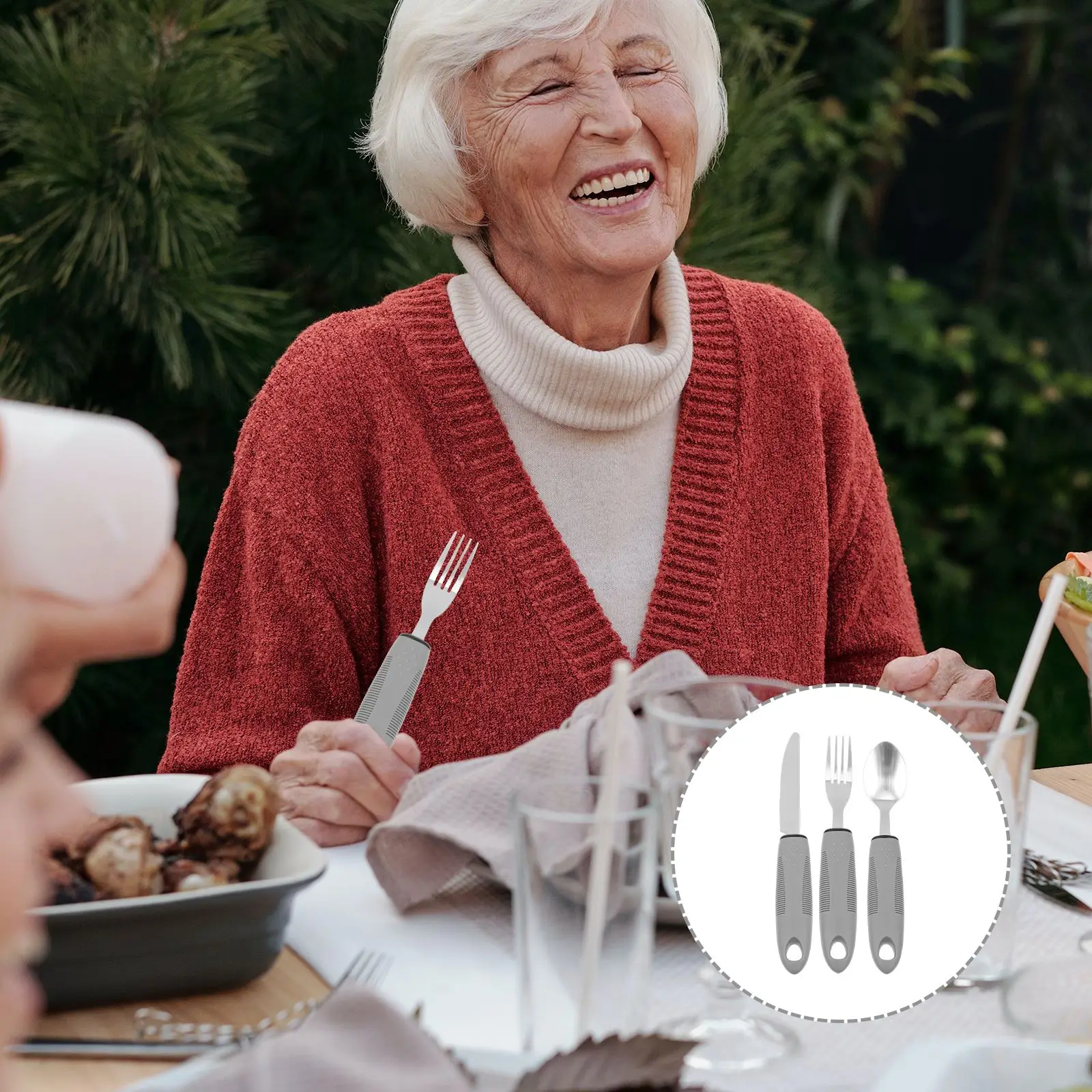 Elderly Utensils Set 1 Set Adaptive Silverware Built Up Knives Fork Spoon For Handicapped People