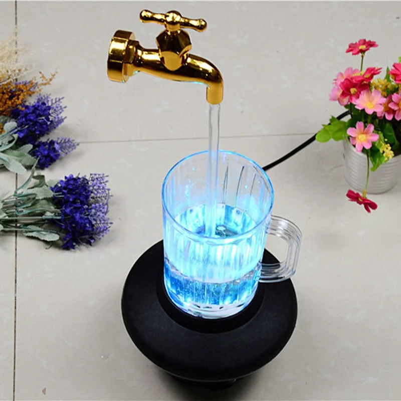 

Color Change Faucet Invisible Flowing Spout Watering Fountain Home Office DIY Floating Tap Fountain Yard Art Decoration