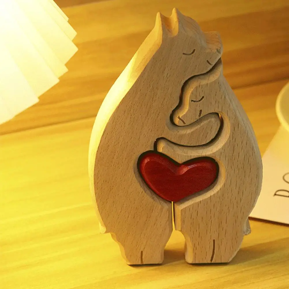 

Custom Family Jigsaw Customized Wooden Bear Puzzle with Family Name Personalized Christmas Gift for Families Elephant Heart