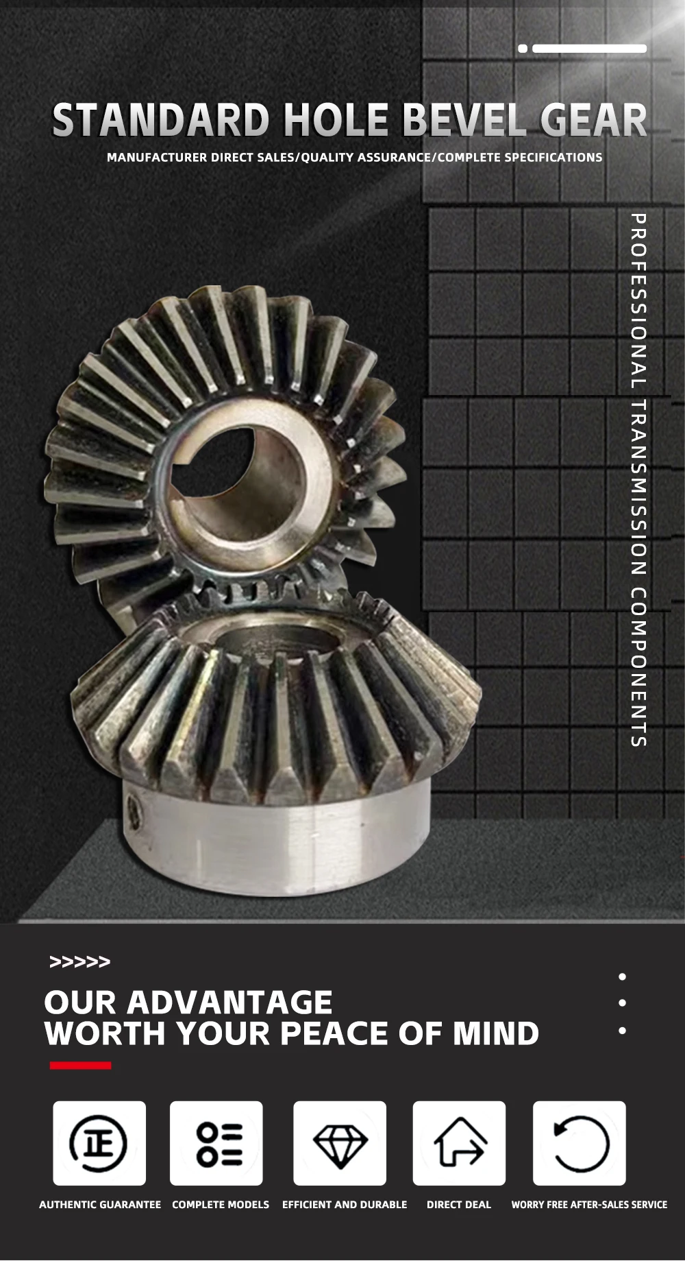 Description Picture 3 of item2pcs Bevel Gear 4M20Teeth Inner Hole  20/22/24/25/28/30/32/35/40 mm Gear 90 Degrees  Meshing Angle Steel Gears Screw Hole M5