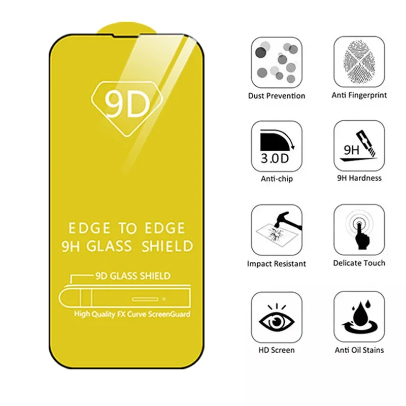 

9D Tempered Glass for IPhone15 13 Pro Max 12Mini 11 14 Plus Screen Protector for IPhone XS MAX X XR 7plus 8 Glass