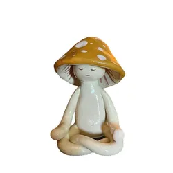 Charming Yoga Mushroom Resin Decor (Yellow)