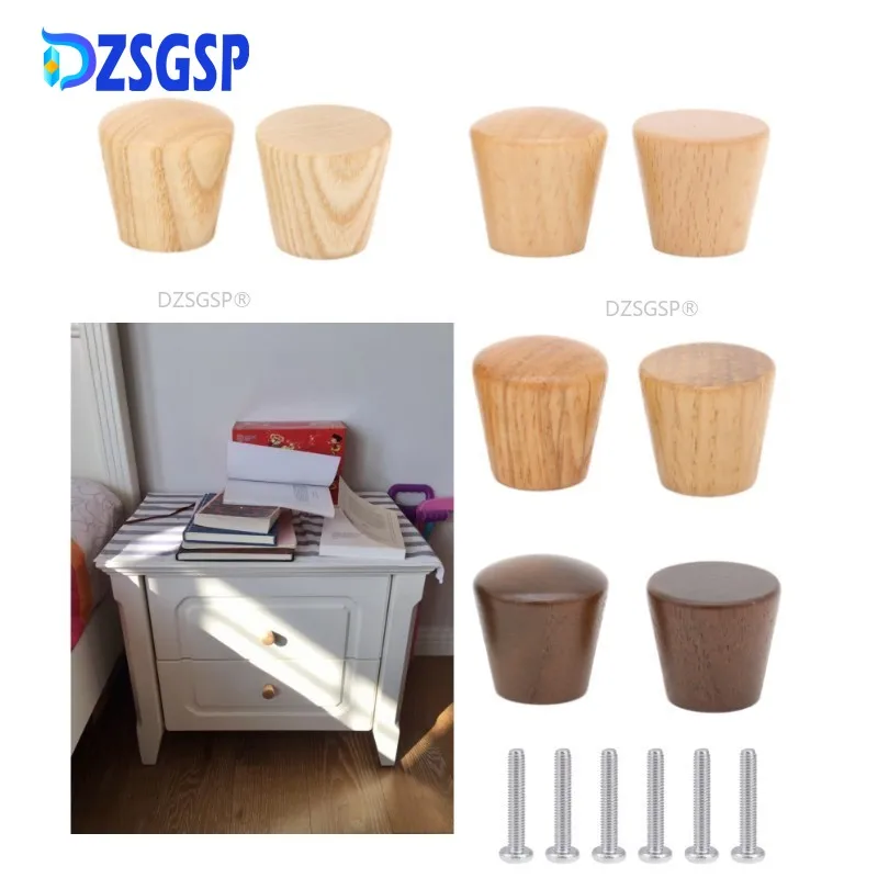 

DEGH 6pcs Solid Wooden Wardrobe Cupboard Door Drawer Pull Kitchen Cabinet Furniture Handle Natural Handles Small Handle