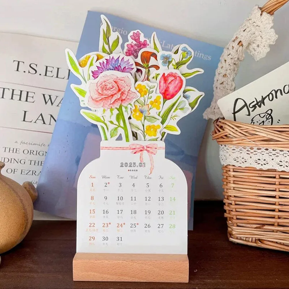 Bloomy Flowers Desk Calendar, Insert-Page Design Table