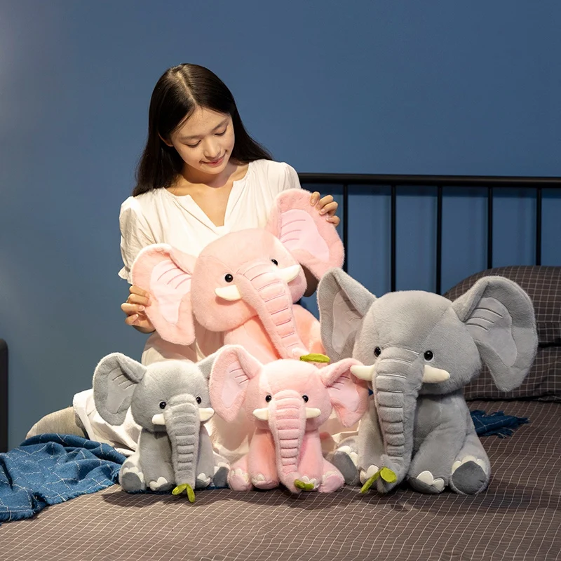 Nice 1pc 25/40cm Cartoon Cute Elephant Plush Doll Long Nose Pink Grey Sitting Animal Stuffed Toy Home Decor Gift For Boys Girls