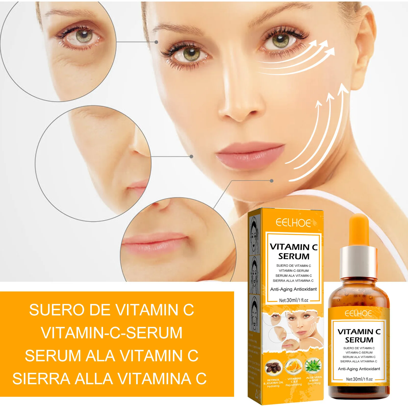 Vitamin C Serum for Face Retinol Anti Aging Lighten Spots Remove Wrinkle Hydrate Anti Oxidant Whitening Glowing Original Essence 5