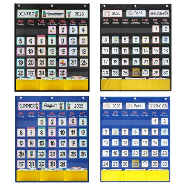 Classroom Calendar Pocket Chart, School Calendar for Kids Learning