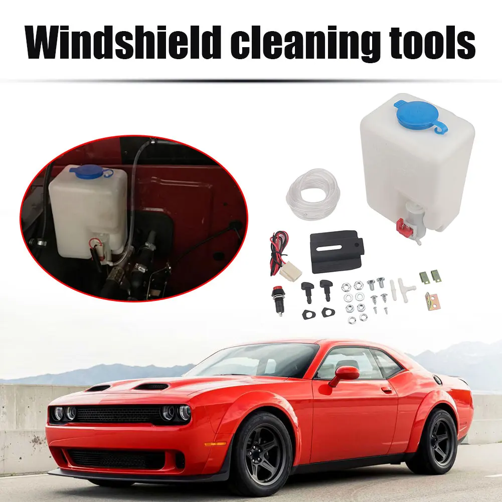 1.5L Universal Car Windshield Washer Bottle 12V Windscreen Washer Pump Fluid Tank Reservoir Nozzle Sprayer Kit Car Accessories windshield washer kit